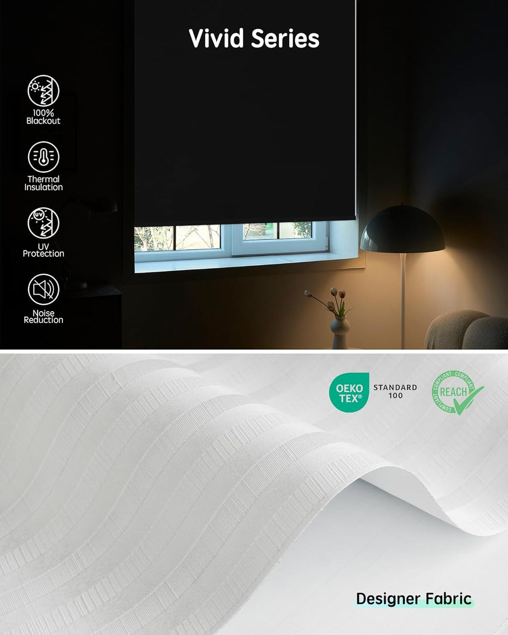 Yoolax Motorized Blinds with Remote, Smart Blinds for Windows Blackout Automatic Shades Compatible with Alexa Remote Control Roller Window Shades with Valance, Custom Size (V-Jungle White)