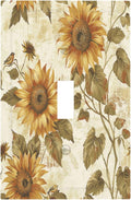 Decorative Light Switch Cover Rustic Sunflower Floral Pattern 1 Gang Single Toggle Device Electrical Faceplate Switchplates Decorator Outlet Wall Plate for Bedroom Cabin Decor