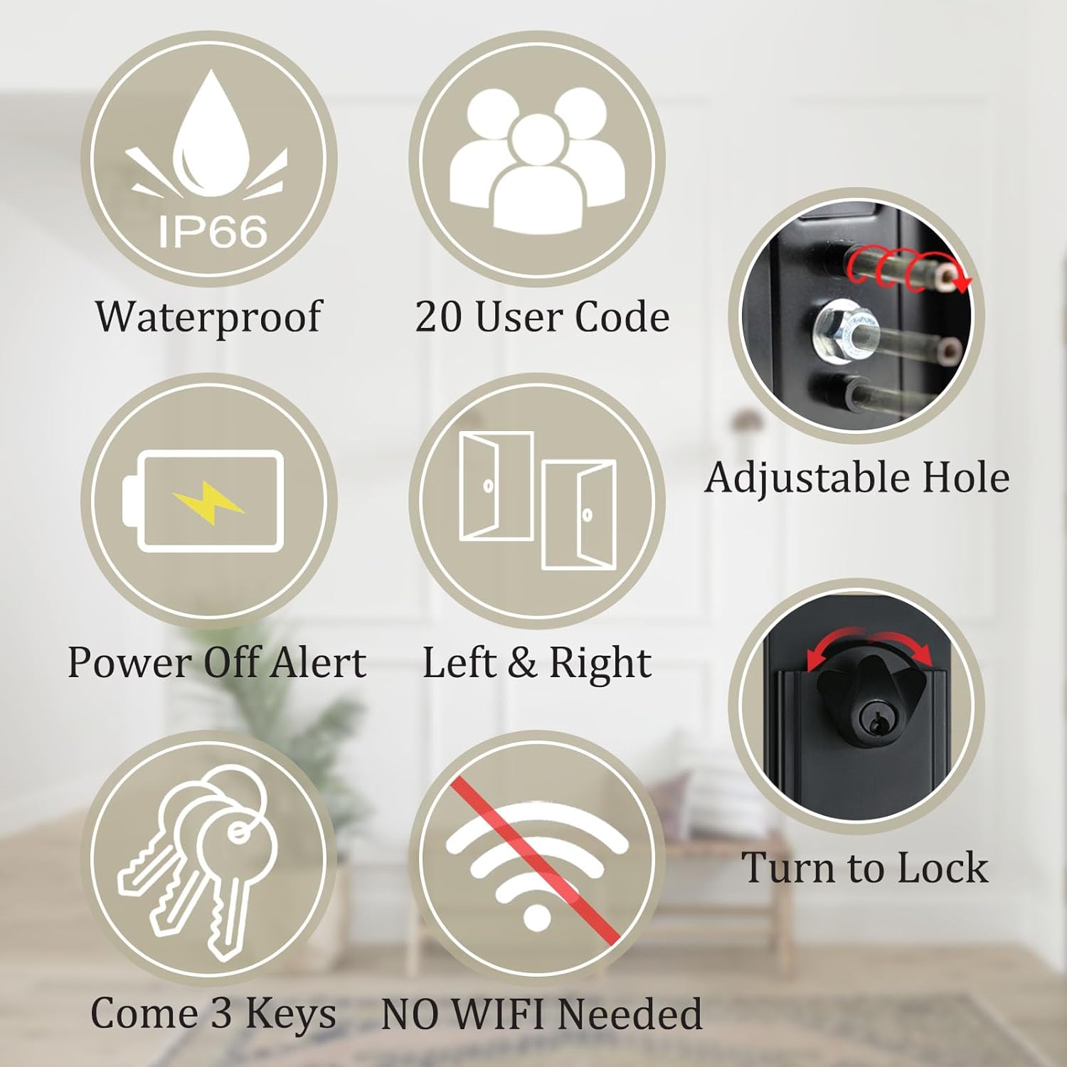 NEWBANG Right-Handed Matte Black Electronic Smart Handleset with Keypad Lock for Double Front Door（Keys Reserved）,MDHST2016DB-E-SET-RH