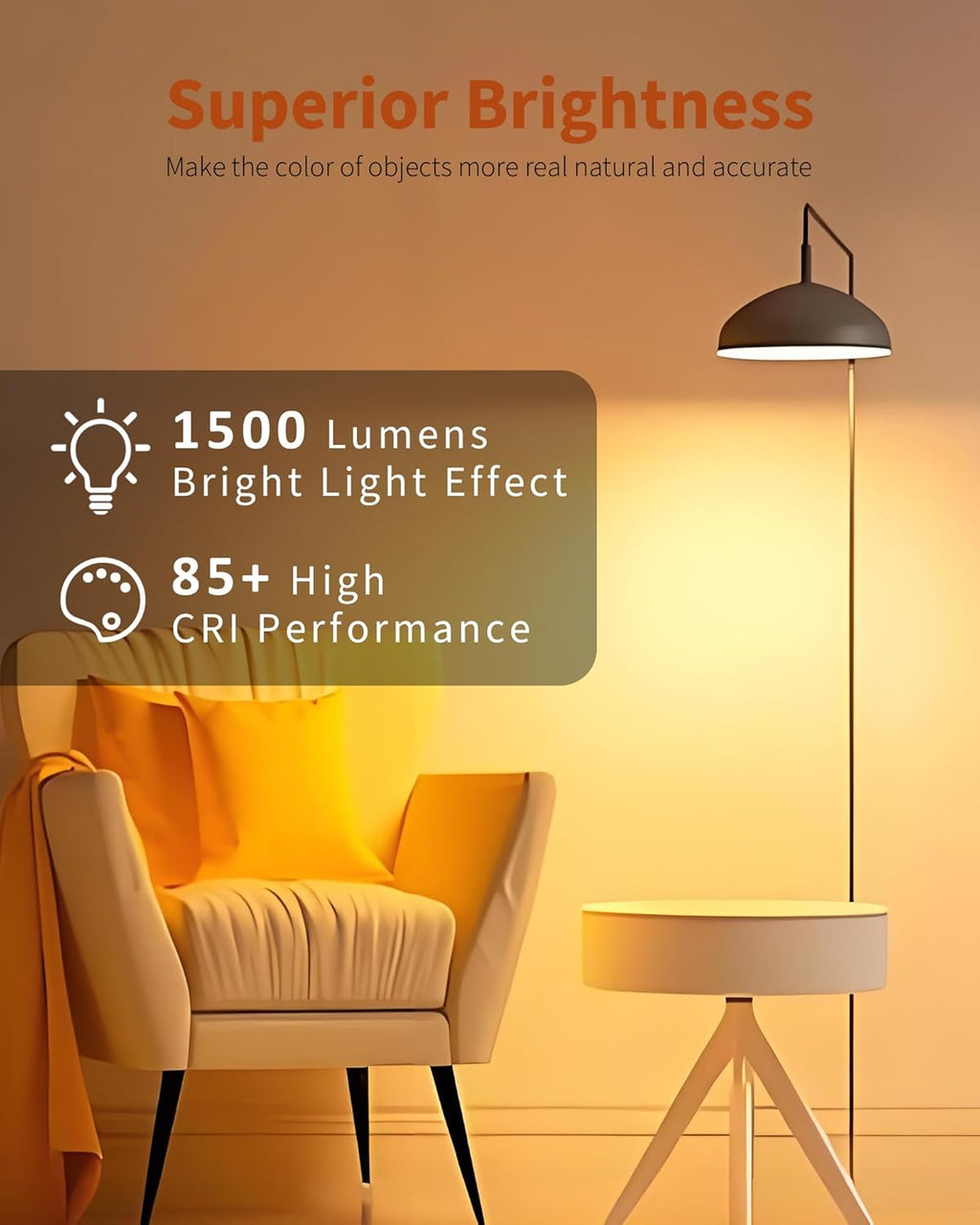 TJOY LED Light Bulbs, 100 Watt Equivalent A19 Lightbulbs, 15W Soft Warm White 2700K, Bright Energy Efficient LED Bulb, E26 Standard Base 1500 Lumens Non-Dimmable Lamp for Home Indoor House, 6 Pack