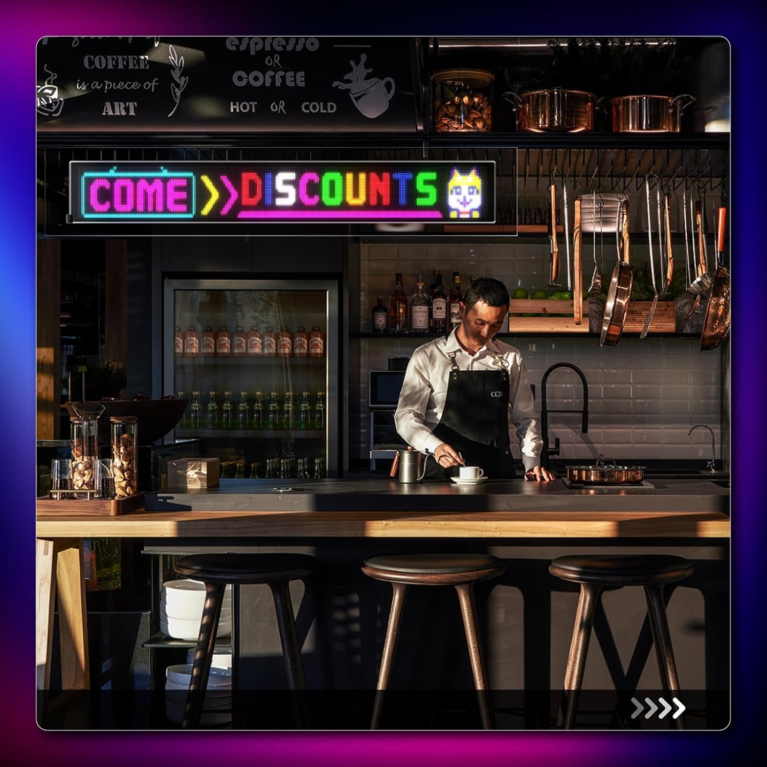 Large Programmable LED Sign, P5 Resolution Indoor Store LED Sign, Bluetooth APP, for Business Retail Shop Window Display (37"x 8")