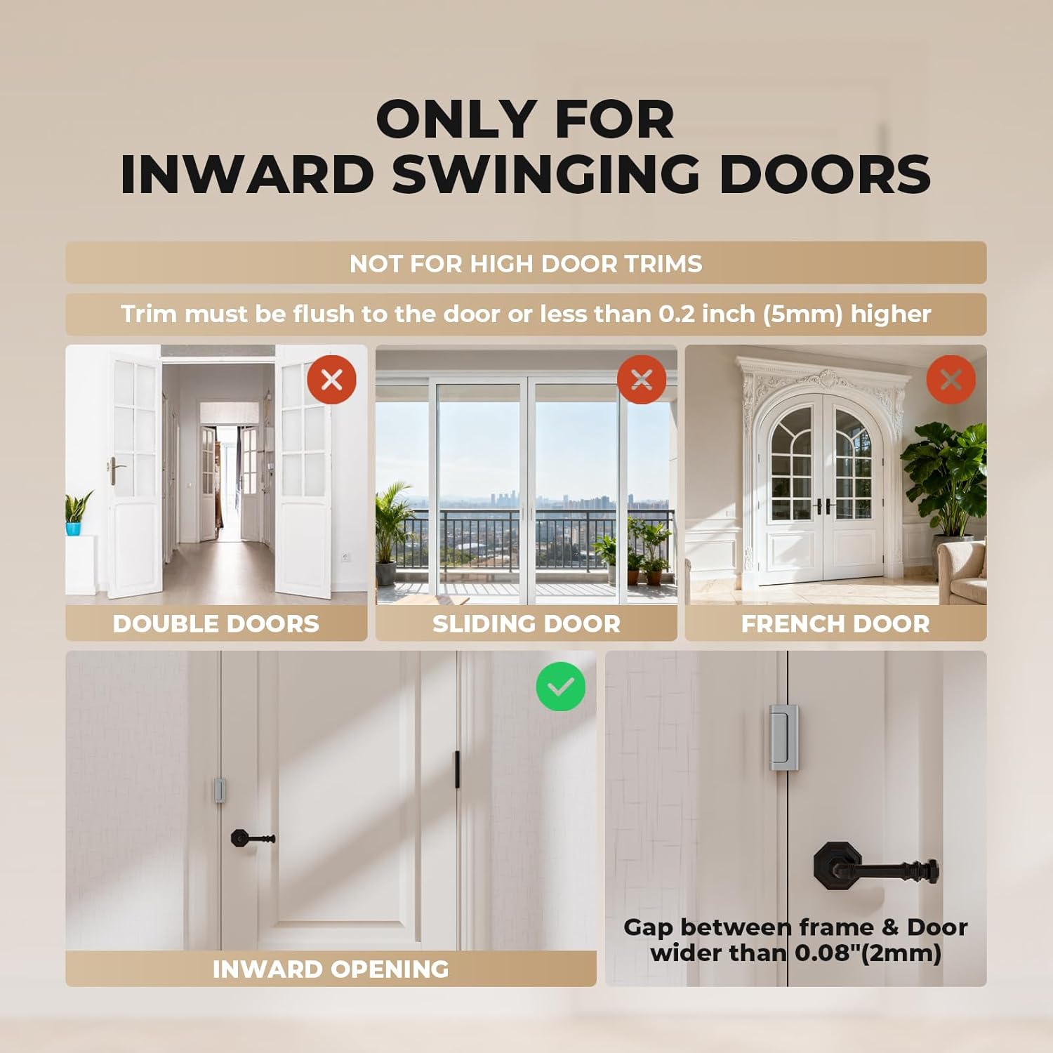 3 Pack Home Security Door Reinforcement Lock, Childproof Safety Door Lock Latch Stopper, Removable Screw-Mounted, Prevent Home Unauthorized Entry, Aluminum Construction, Withstands 800 lbs