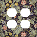 Boho William Morris Floral Green Leaves Flower Outlet Covers 2 Gang Double Duplex Decorative Light Switch Covers Electrical Wallplates Socket Faceplate for Farmhouse Home Decor