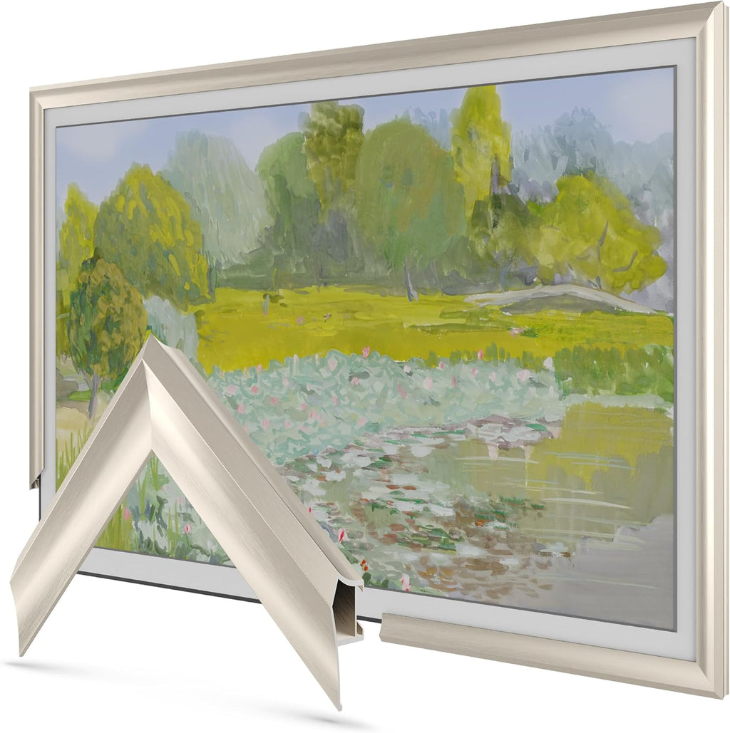 German Silver Prismatic 50" Alloy Deco TV Frame - Compatible ONLY with Samsung The Frame TVs (Fits 2021-2025, LS03A, LS03B, LS03C, LS03D, LS03FA)