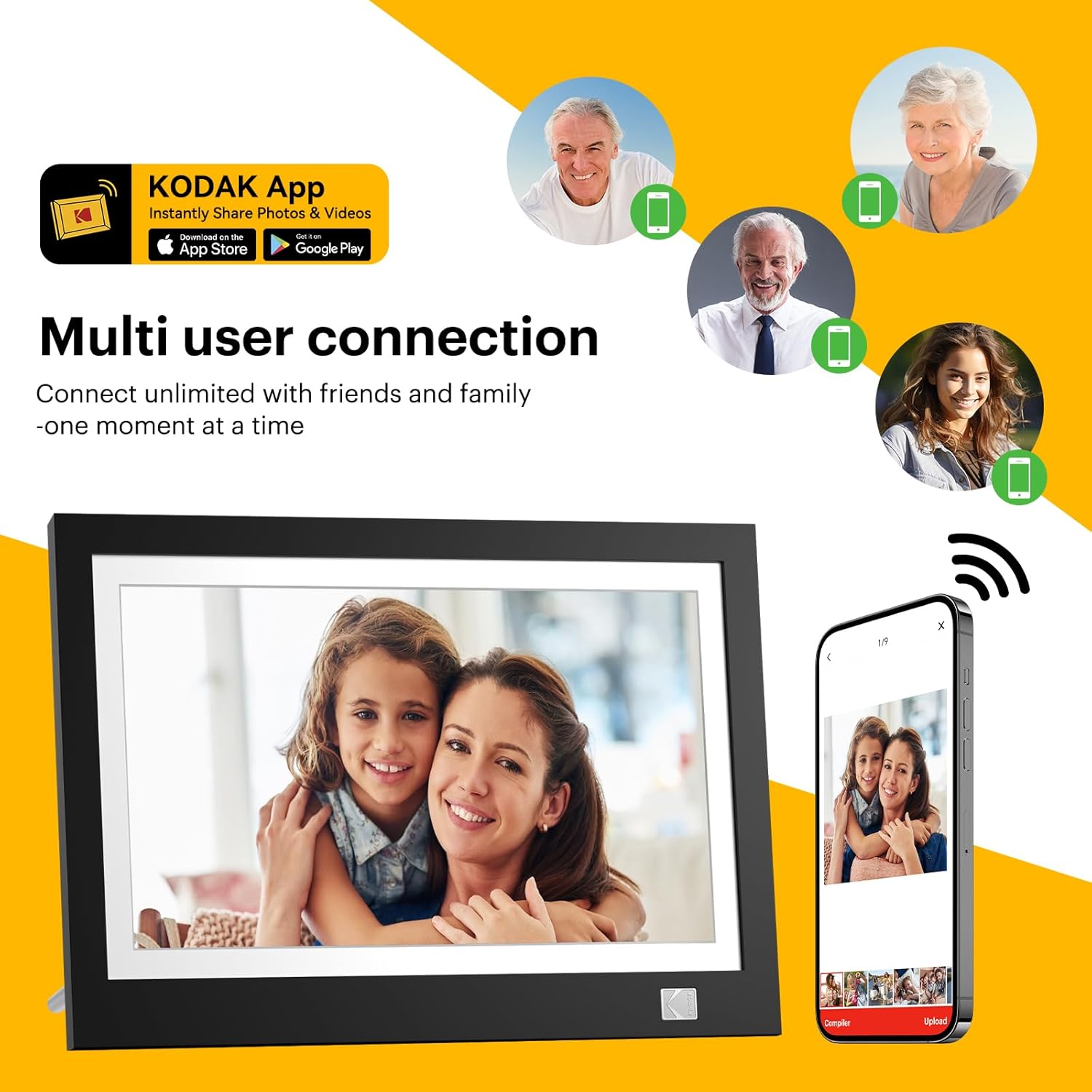 KODAK WiFi Digital Picture Frame, 11.6 Inch 1366 * 768HD IPS Touchscreen Digital Photo Frame with 32GB Storage, Easy Setup to Share Photos or Videos, The Best Gift for Family and Friends