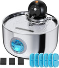 Cat Water Fountain Battery Operated: Wireless Cat Fountain with Motion Sensor - 88oz/2.6L Cordless Pet Dispenser for Cats Indoor - Automatic Quiet Waterer for Small Animal with 6 filters and 3 sponges