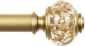 1 Inch Gold Curtain Rods for Windows 36 to 72 Inches (3 to 6 ft), USFOOK Telescoping Single Drapery Rod, Decorative Curtain Rod with Luxury Translucent Finials