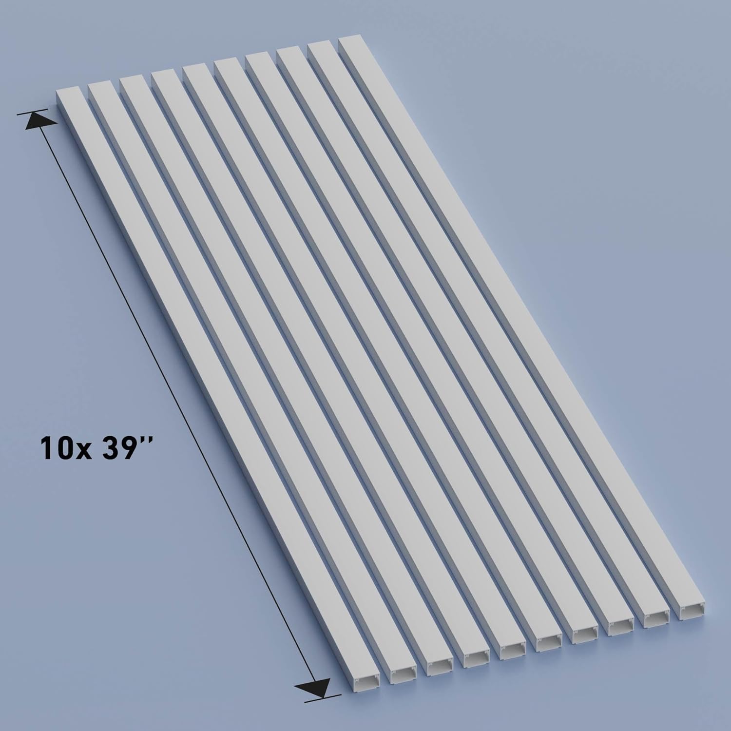 D-Line 32.8ft Cable Raceway, Self Adhesive Cord Cover, Hide and Protect Surface Wires, Paintable - 10x 1in (W) x 0.63in (H) x 39in Lengths - White