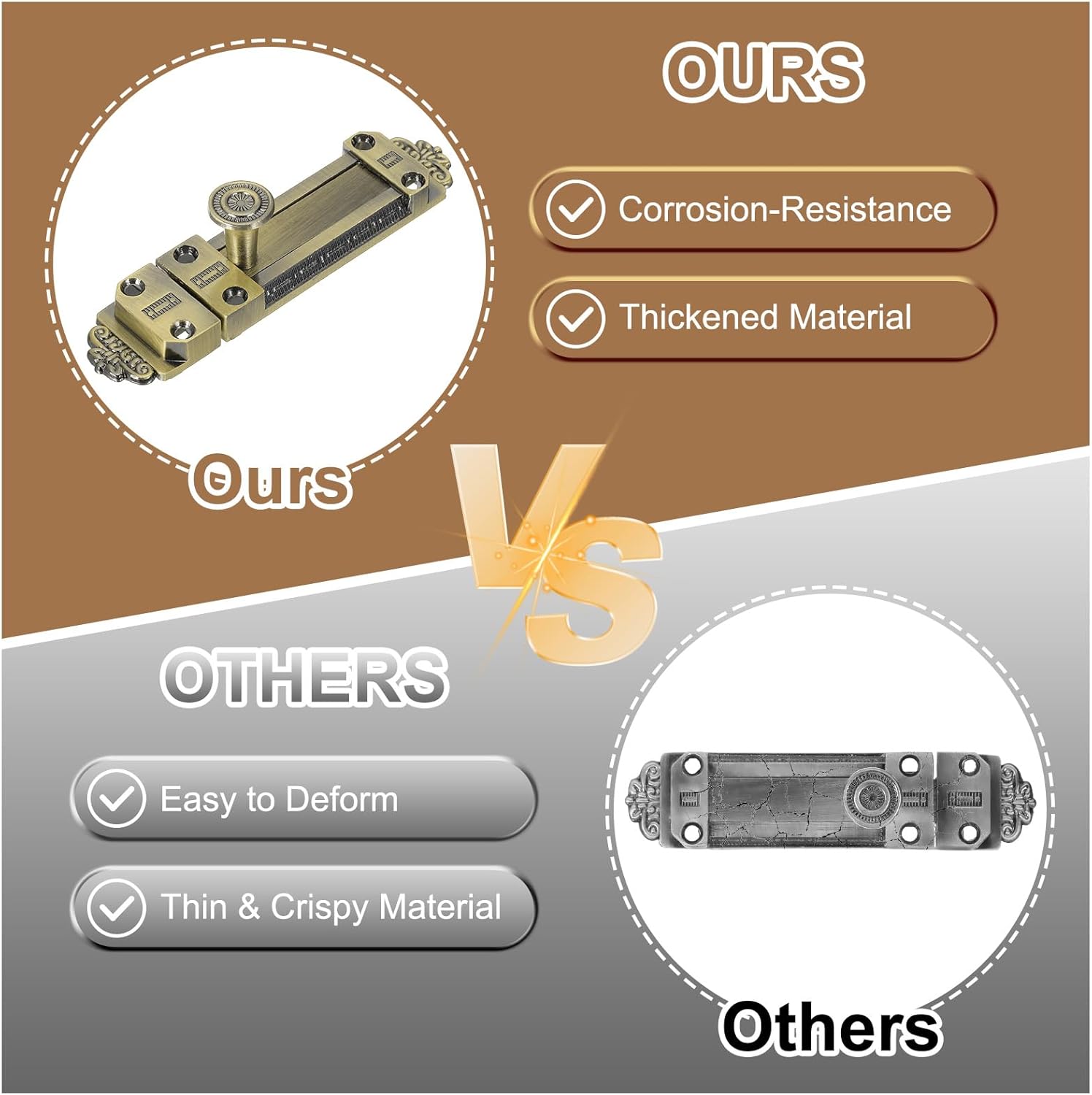 PATIKIL Barrel Bolt Latch, 2 Pack 4 Inch Slide Door Locks Zinc Alloy Gate Door Catch Bolt Latch for Bathroom Bedroom Barn Warehouse, Bronze