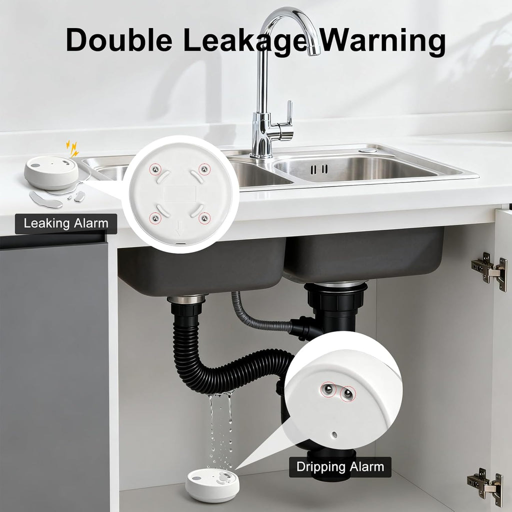 eMylo Water Leak Detectors for Home, Water Leak Sensor Alarm with Sensitive Leak and Drip Alert, IP66 Waterproof, Flood Monitor Detector for Home Basement Sink Kitchen Bathroom Laundry