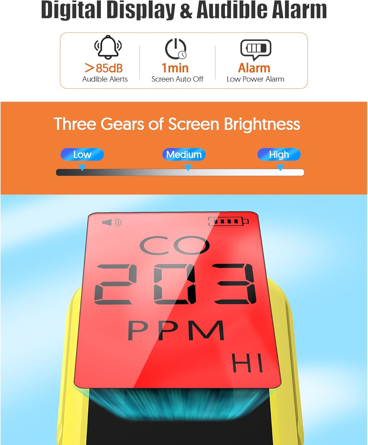 Carbon Monoxide Detectors, Portable CO Detector Battery Powered, Handheld Carbon Monoxide Monitor Alarm Detector with LCD Display for Home/Outdoor/Travel