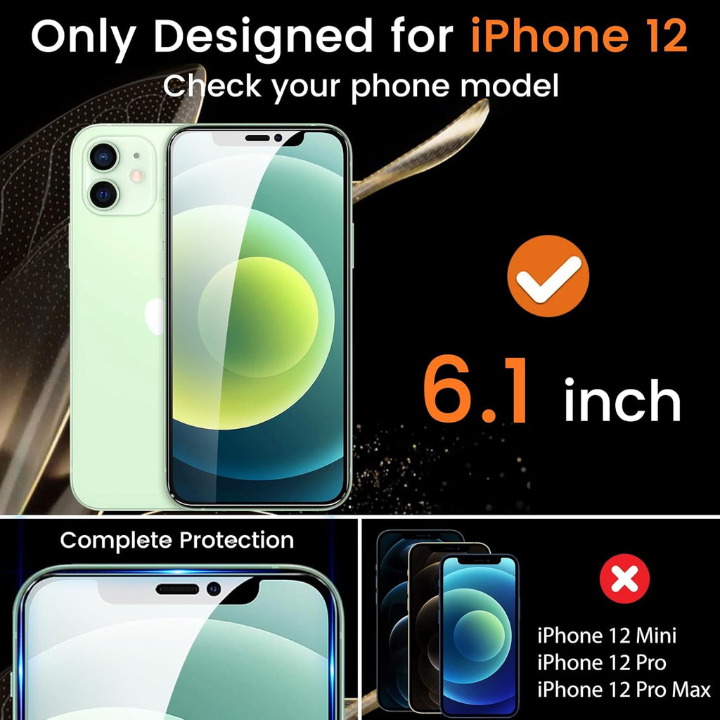 3+3 Pack Privacy Screen Protector for iPhone 12 6.1-Inch with 3 Pack Camera Lens Protector, Anti Spy Tempered Glass Film 9H Hardness Bubble Free Case Friendly