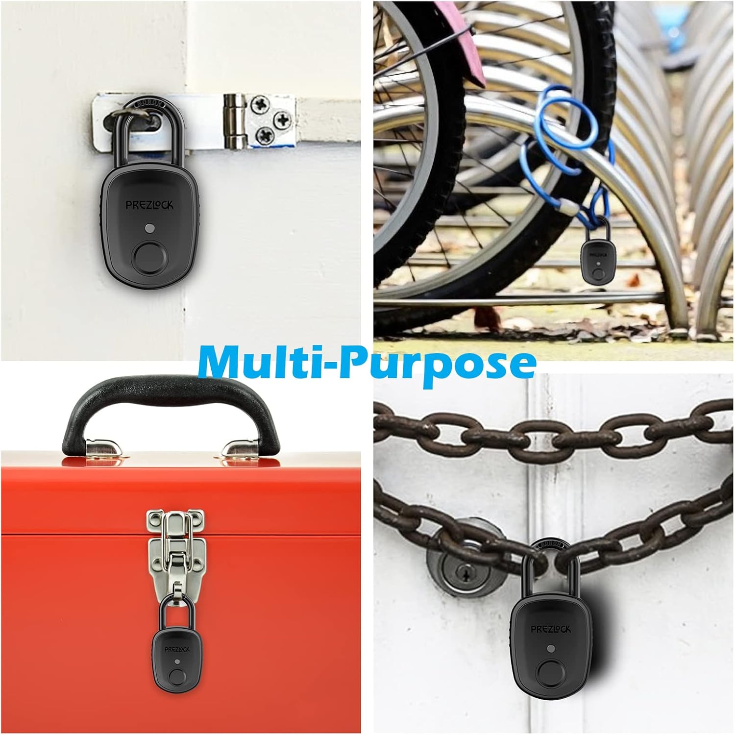 Fingerprint Padlock with Key Backup, 2keys, Smart Padlock with Keyless Biometric, Suitable for Outdoor and Heavy Duty, IP65 Waterproof.