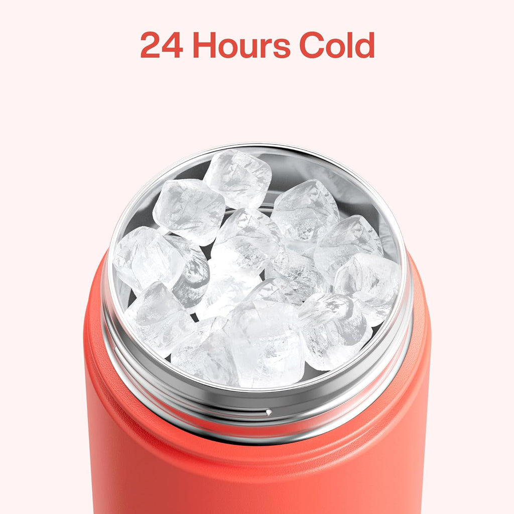 ENCOOL Insulated Water Bottle with Straw Stainless Steel Water Bottle, Leak-Proof, BPA-Free, Double Wall Vacuum Keeps Cold for 24 Hours for Sports, Travel, School (26 oz, Tawny Orange)