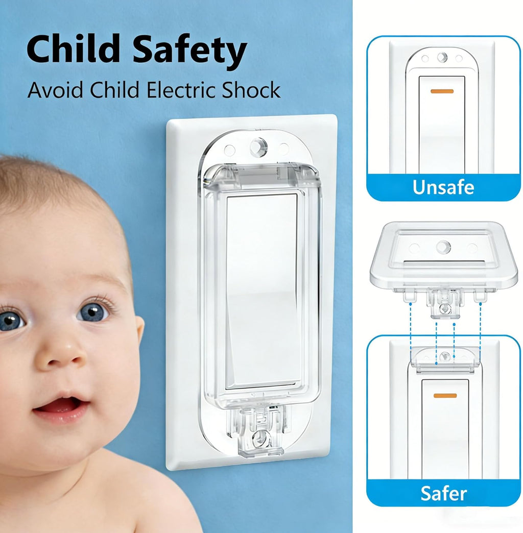 2 Pack Light Switch Guard Cover Child Safe Wall Switch Cover Guard for Rocker Light Switches Electrical Outlet Receptacle Covers Guard