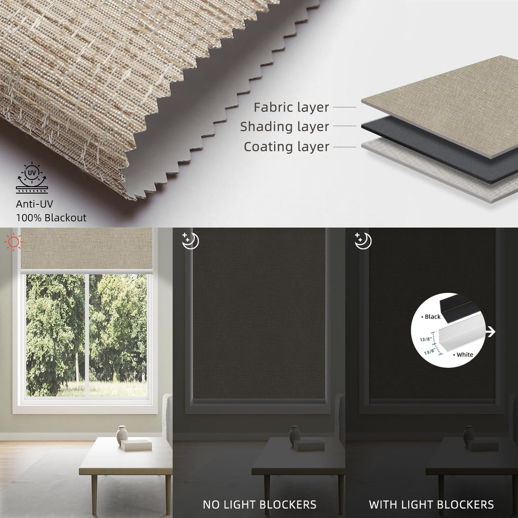 SmartWings Motorized 100% Blackout Shades Blinds, Custom Size, Cordless Window Shades with Rechargeable Battery, Work with Matter/Apple HomeKit, Alexa, Thread/Zigbee, Remote Optional, Safar Biscuit