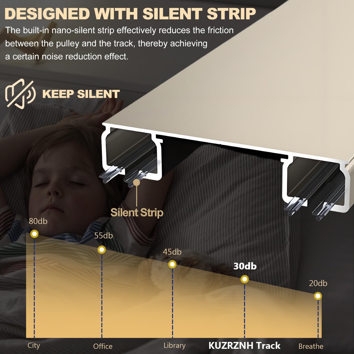 Double Curtain Track Ceiling Mounted, Heavy Duty Aluminum Sliding Rails for Curtains, Silent Double Curtain Track System for Drapes Room Dividers Living Room Bedroom (Champagne,5.2m(17.1ft))