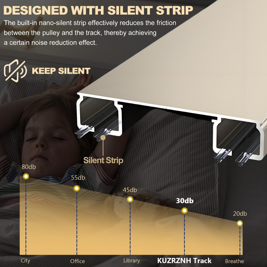 Double Curtain Track Ceiling Mounted, Heavy Duty Aluminum Sliding Rails for Curtains, Silent Double Curtain Track System for Drapes Room Dividers Living Room Bedroom (Champagne,3.5m(11.5ft))
