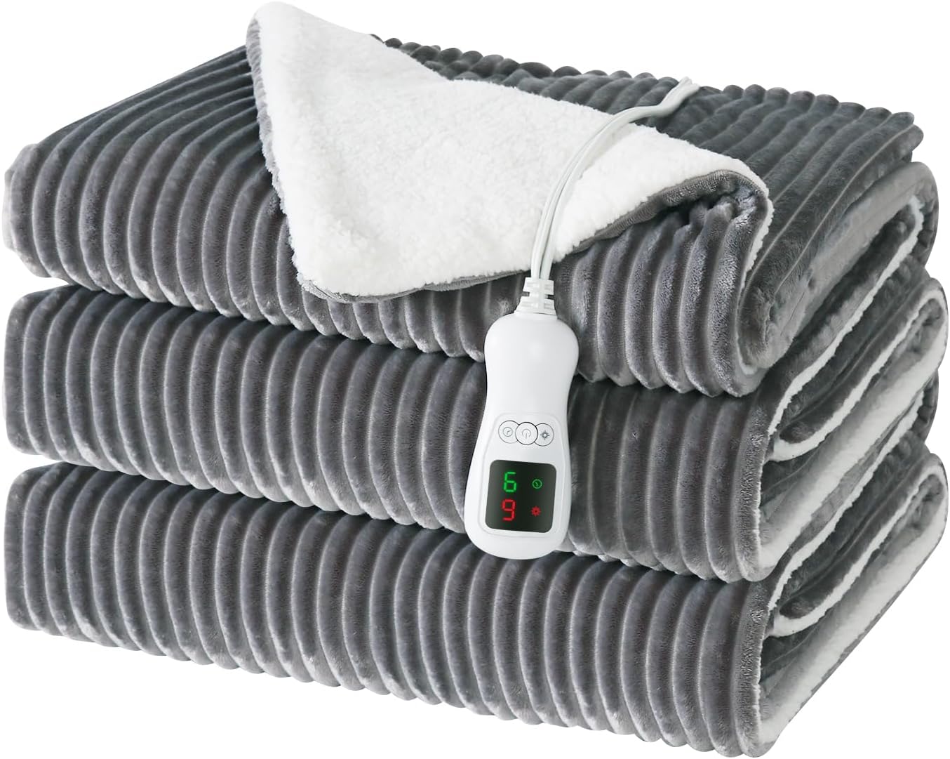 Electric Heated Blanket Full Size, Washable Blanket Warmer for Home for Adults, Fast Heating Super Cozy Soft Flannel 72" x 84", 9 Heat Levels, 1-9H Auto-Off, ETL Certified, Silver
