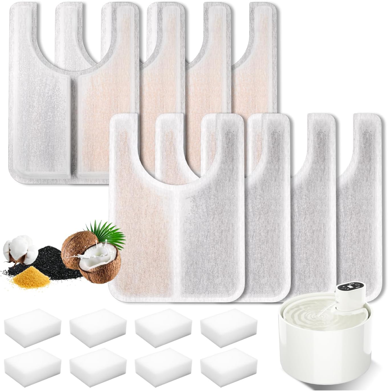 Ceramic Cat Water Fountain Automatic Pet Water Dispenser Pet Drinking Fountain Filters16PCS