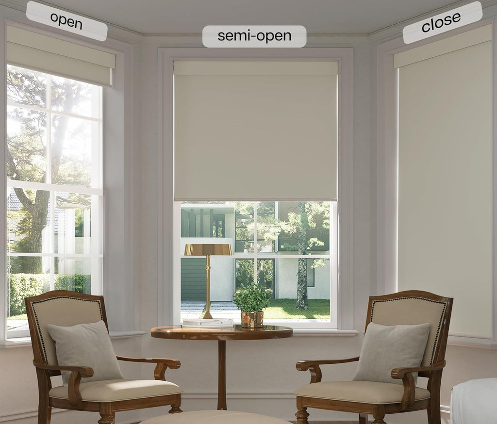 LazBlinds No Drill Blinds for Indoor Windows, Blackout Roller Shades, Cordless Window Blackout Blinds, Thermal Insulated Fabric UV Protection for Home and Office, 43" W x 72" H, Cream