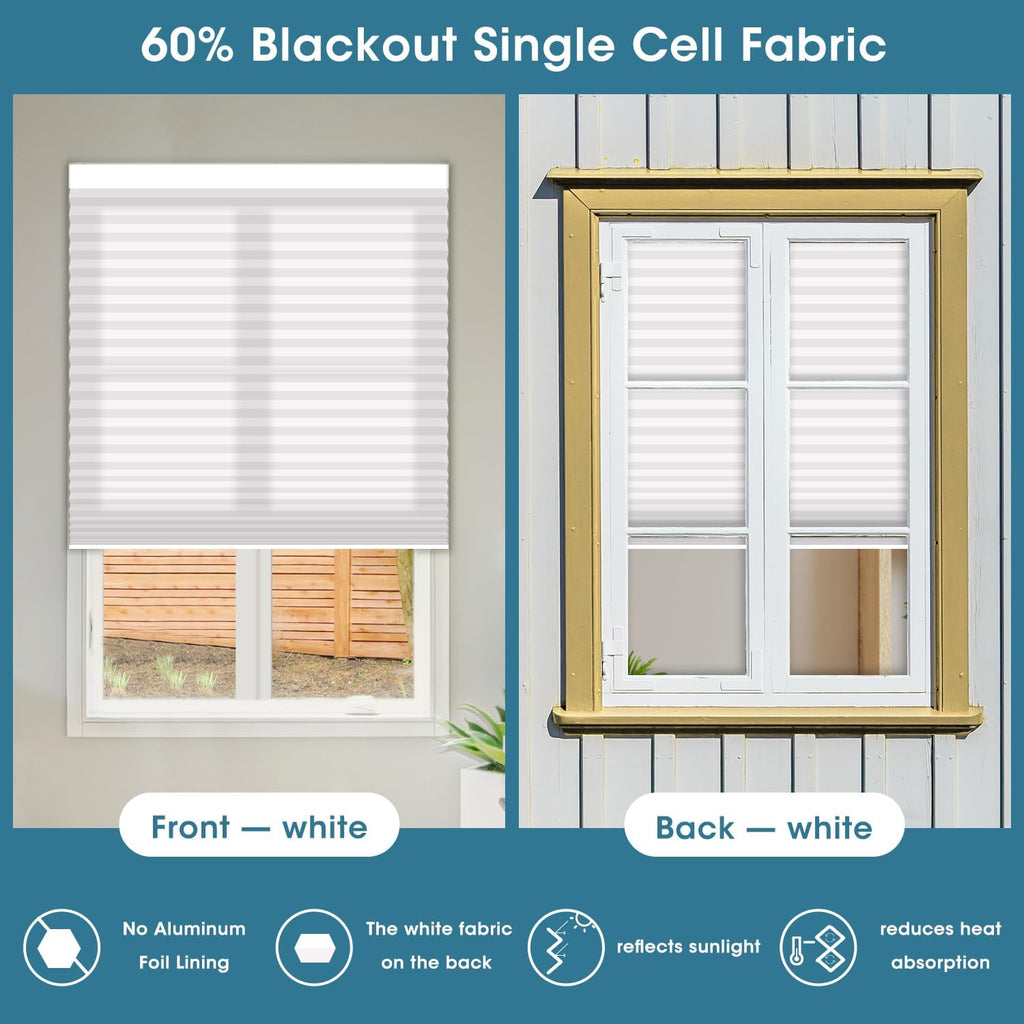 SmartWings Motorized Cellular Shades with Remote, Customized Electric Cordles Honeycomb Blinds Compatible with Alexa/Homekit/Google for Windows, 60% Blackout Single Cell White