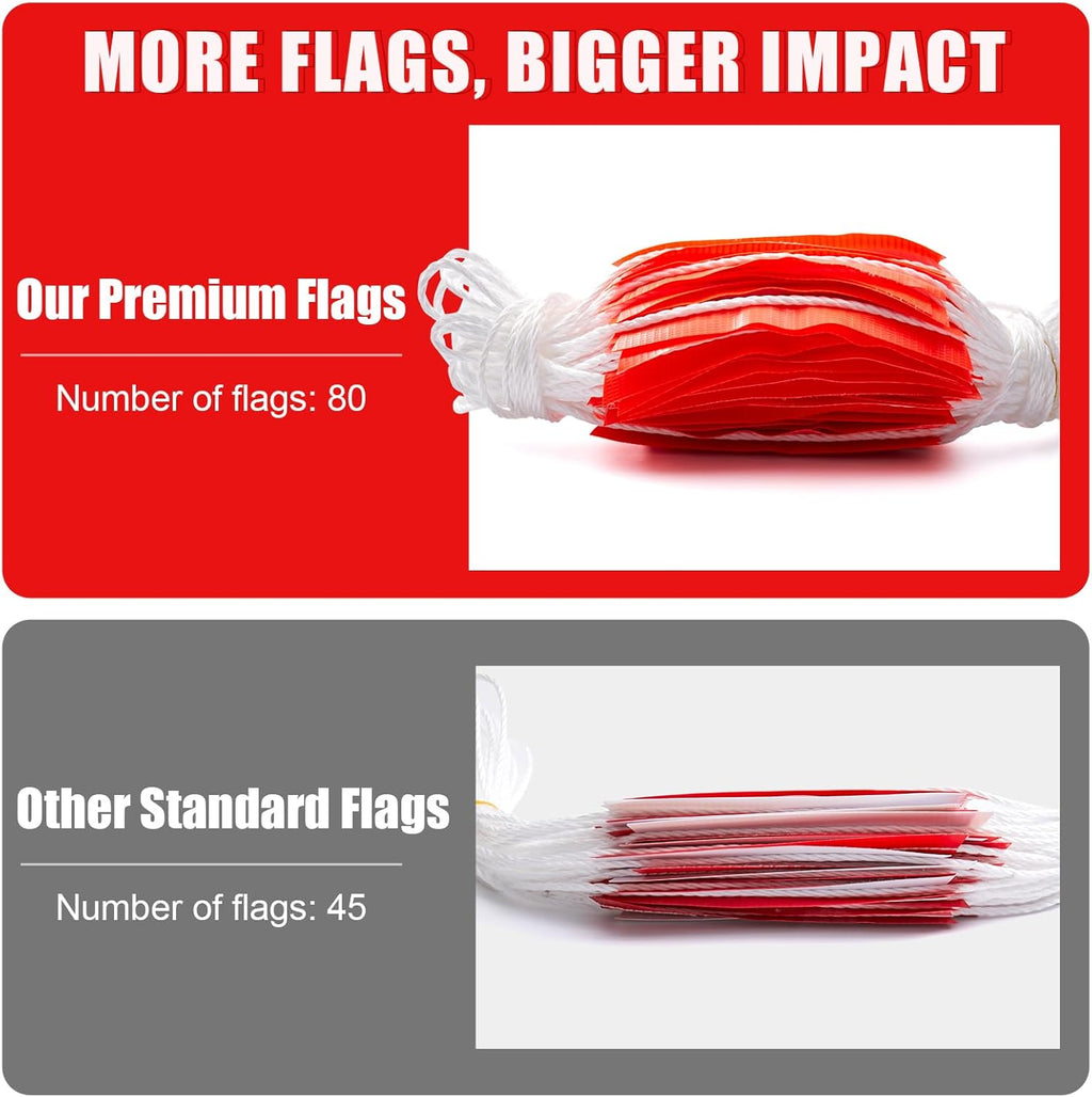 Safety Warning [Enhanced Density] Pennant Banner Flag Sign – 105FT OSHA High Visibility,11 * 7 Inches Colored Triangle Signs for Construction Zones, Roadwork, and Hazard Areas(ORANGE,80PCS,105FT)