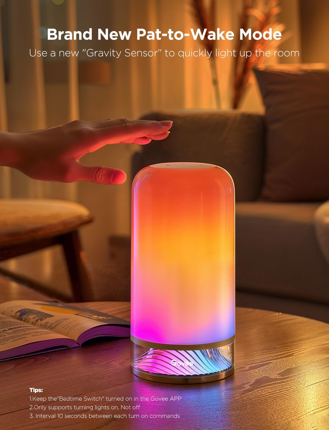 Govee RGBIC Smart Table Lamp 2, Touch Bedside Small Table Lamp Matter, Alexa Compatible, LED Desk Lamp with 64 Scene Modes, Color Changing Lamp for Bedroom Living Room Dimmable Night Light(Corded)