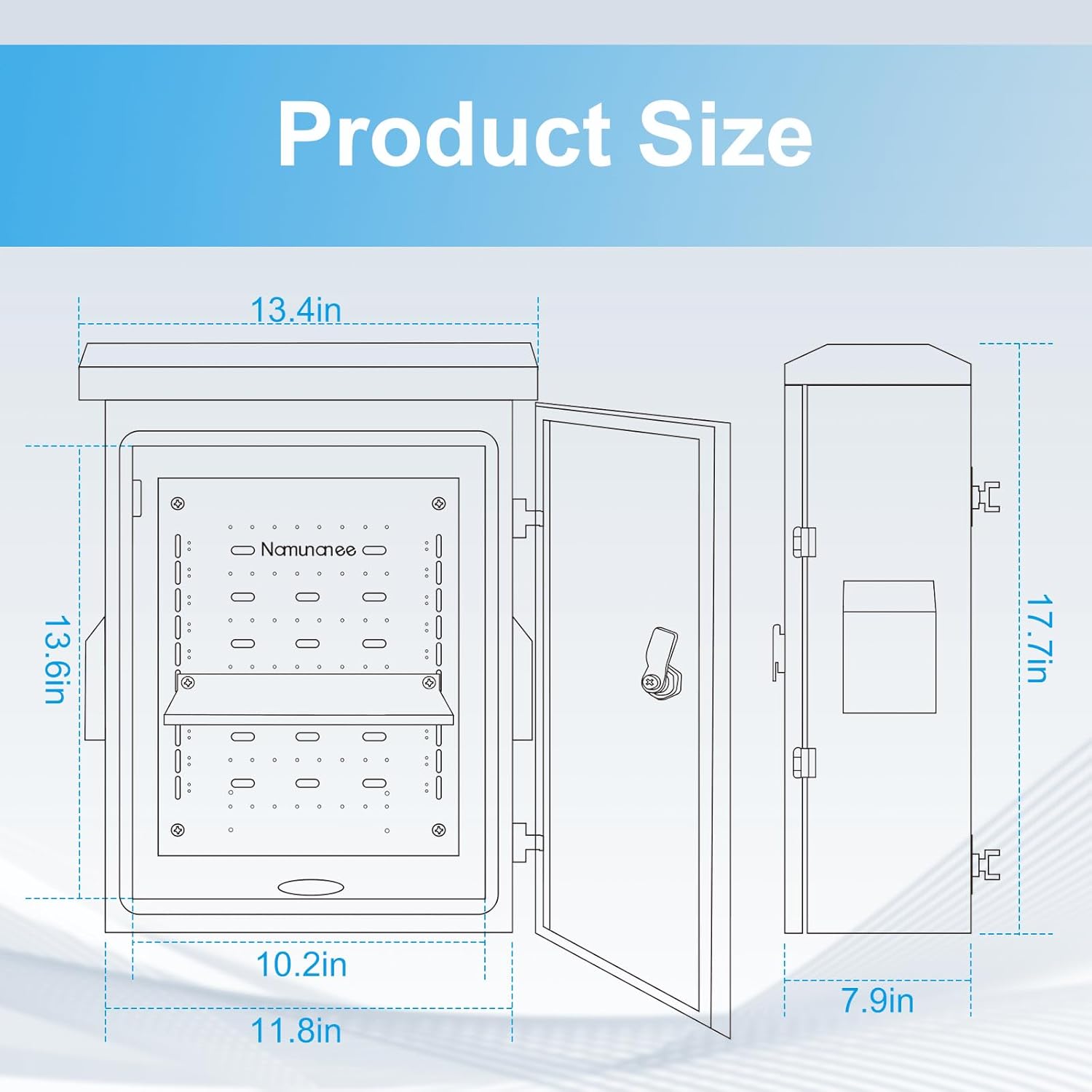 Outdoor Electrical Box with Thermostat and Fan, Cold-Rolled Steel Plate, Aluminum Alloy Back Beam, One-Piece Ventilation Design, IP65 Waterproof, Wall/Pole Mounted. (17.8" x 14" x 7.9")