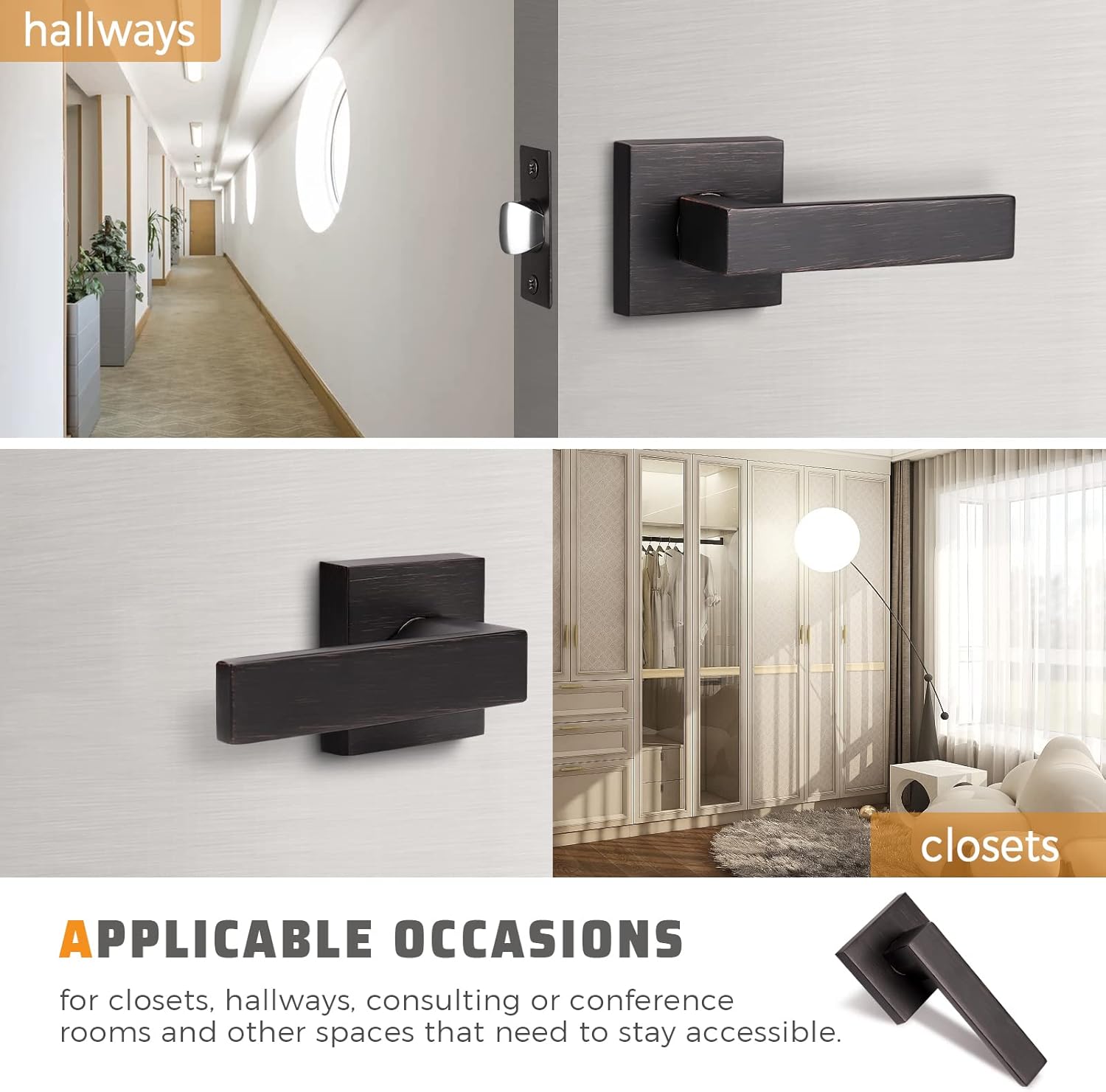 KNOBWELL Oil Rubbed Bronze Interior Door Handles Passage Function Heavy Duty Door Leversets, Closet Door Levers for Left or Right Handing, 6 Pack 2.07 lb One Lever