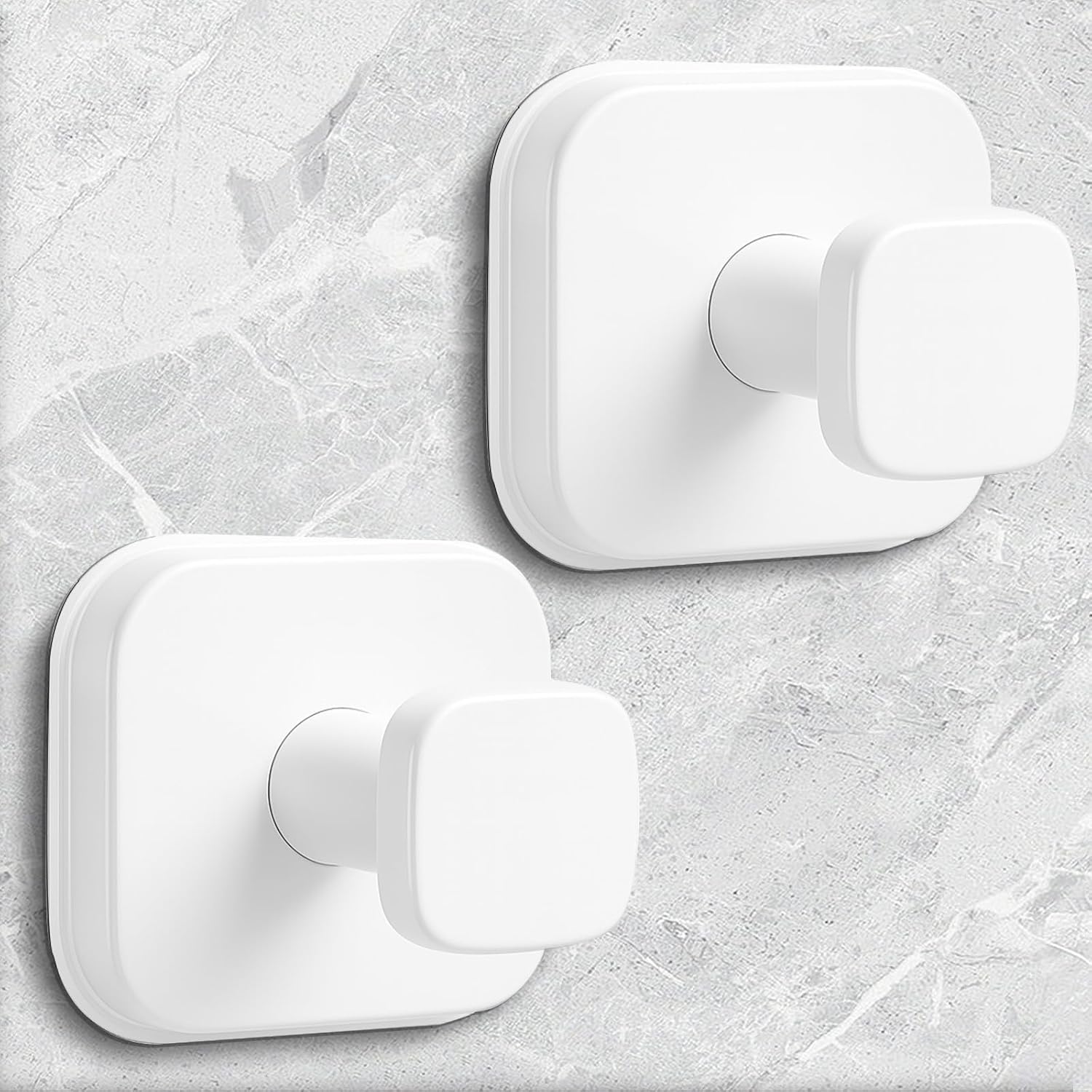 Shower Hooks for Inside Shower,Reusable Suction Cup Hooks for Glass Window,Mirror,Removable Towel Hooks for Bathroom,2 Pack(White)
