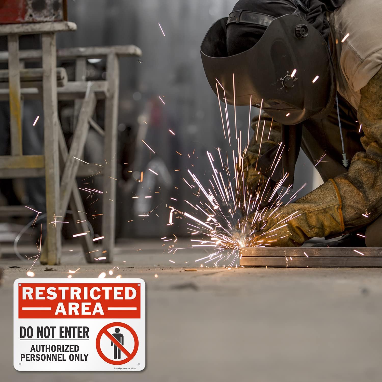 SmartSign 7 x 10 inch “Restricted Area - Do Not Enter, Authorized Personnel Only” Metal Sign with Symbol, 40 mil Laminated Rustproof Aluminum, Red, White and Black, Made in USA
