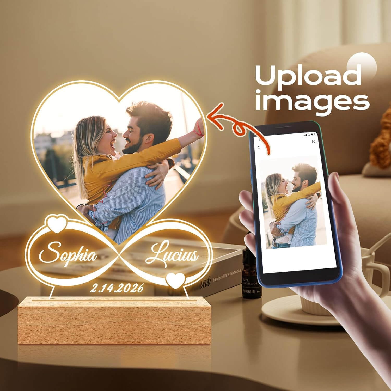 Custom Picture Frames, Personalized Photo Frame, Customized Picture Frames, Personalized Anniversary Valentines Day Gifts for Women Men Her Him Girlfriend Boyfriend Mom Dad Couple Baby Kid Family Pet