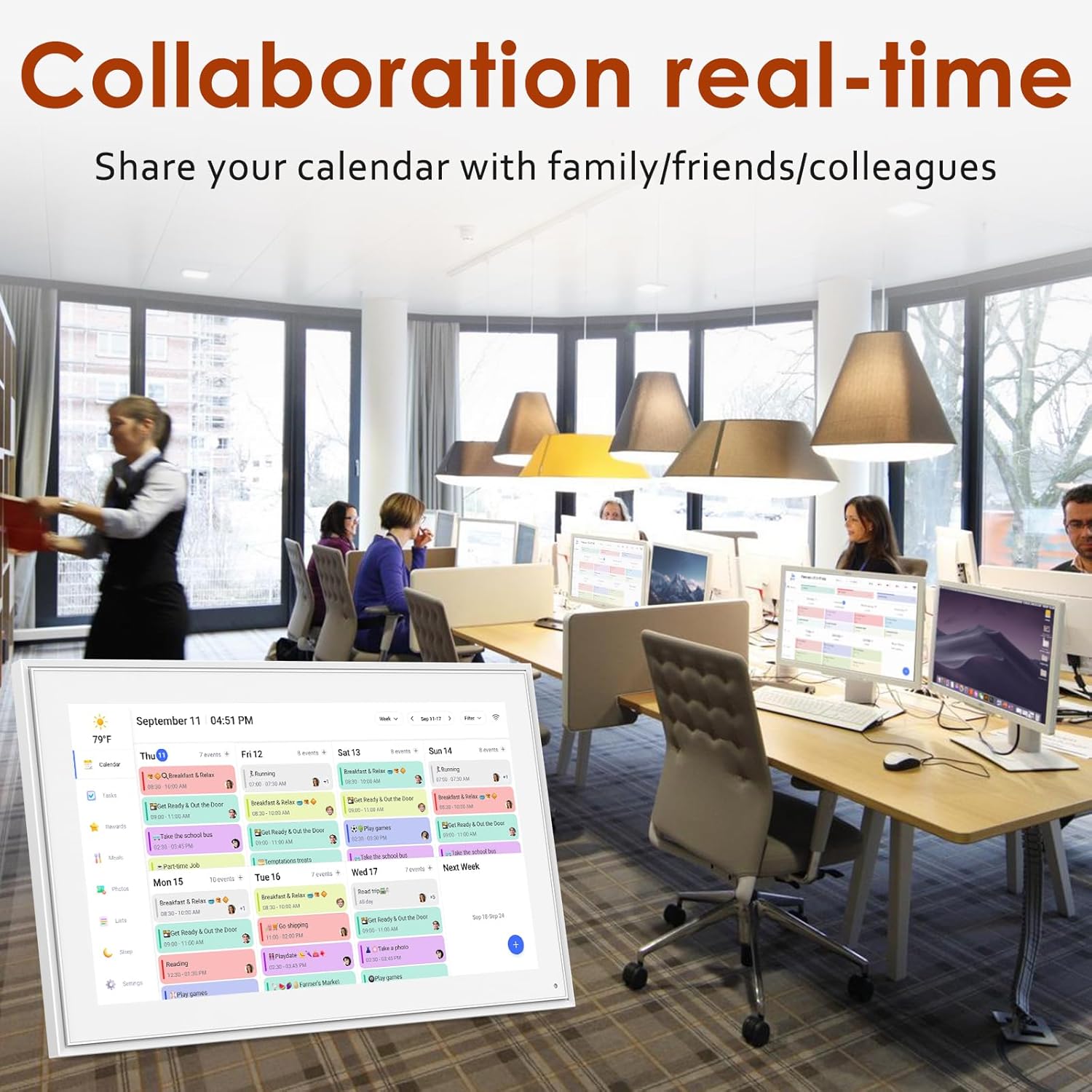 Digital Calendar 15.6 Inch, Electronic Calendar Chore Family Schedules, Smart Weekly and Monthly Planner, 1920 * 1080P IPS Touchscreen Interactive Display - Wall Mount White