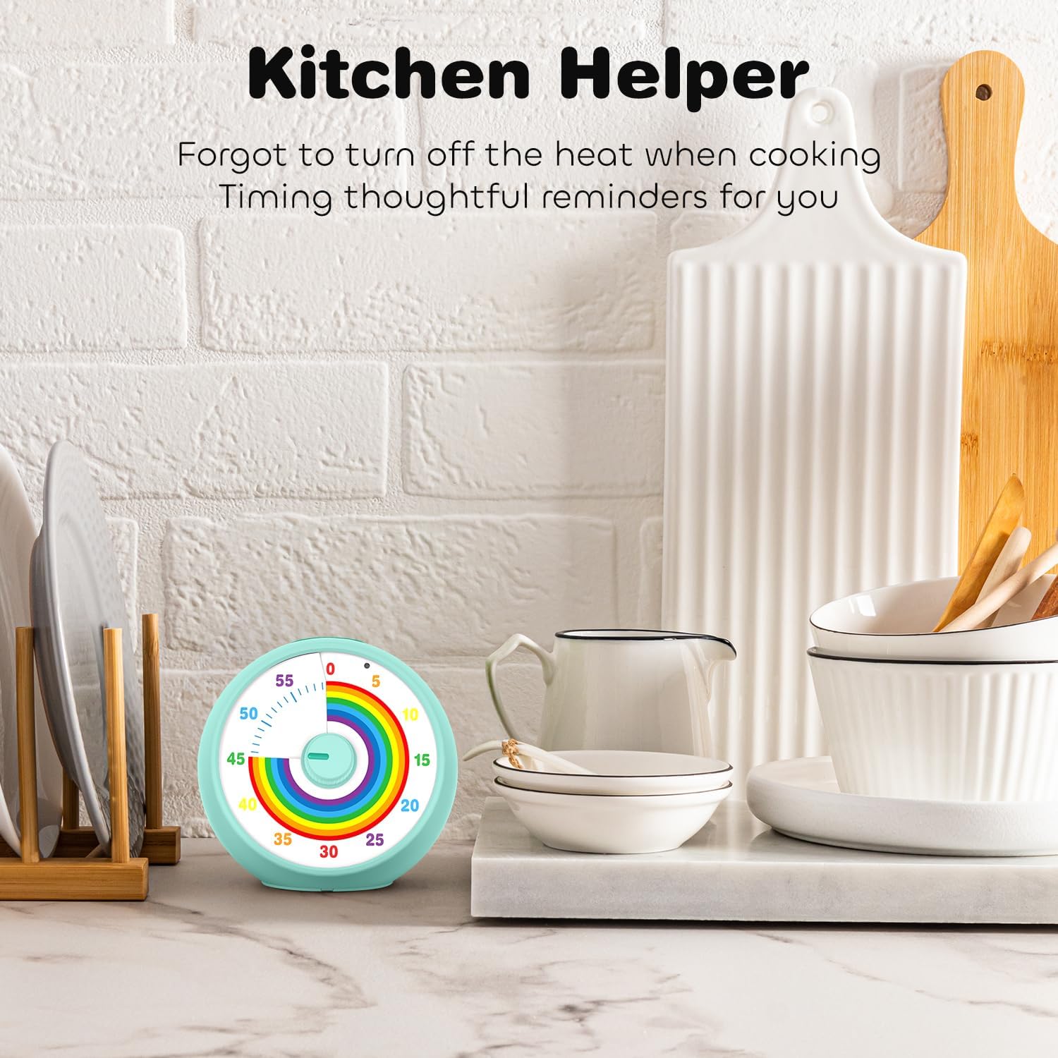 Visual Timer for Kids, 60-Minute Countdown Timer for Classroom Office Kitchen, Desk Timer Kids Time Management Tools with Silent Operation, Pomodoro Time Rainbow Pattern(Tiffany)