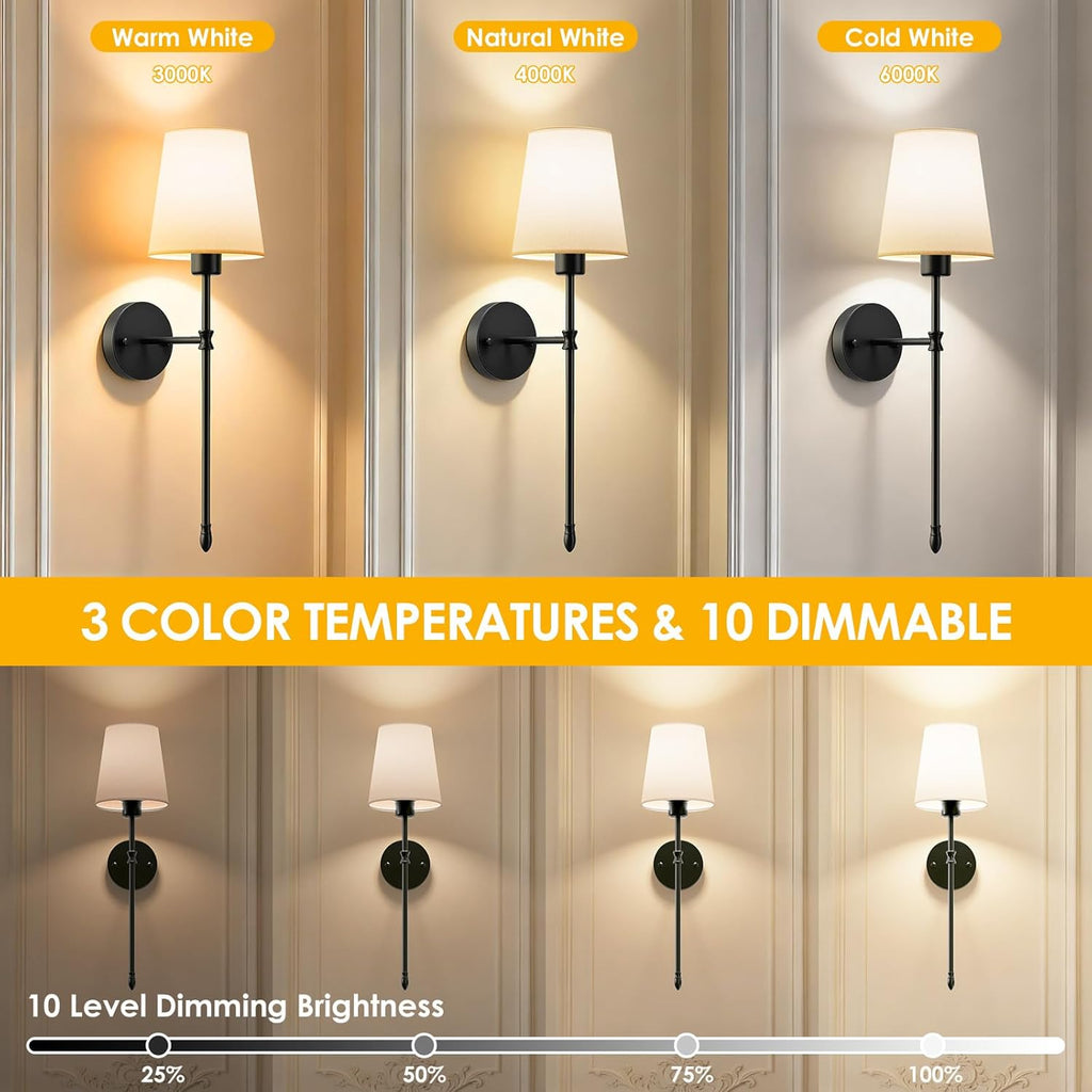 OCATO Battery Operated Wall Sconce: 10000mAh Wireless Wall Sconces Set of Two Rechargeable Lamp Dimmable Magnetic Lights with 7 RGB Colors and Remote Home Decor Walls Decor for Bedroom Living Room