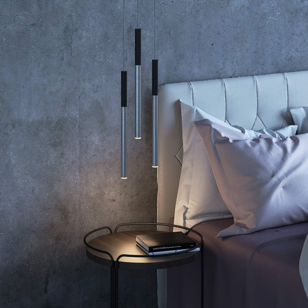 ALTAIR 3 Mini Pendant Lighting Black-Nickel - LED Hanging Light Fixture for Kitchen Island, Bar, Foyer - Cluster Pendants - Dimmable, Adjustable Wire, Lamp Bulb Included