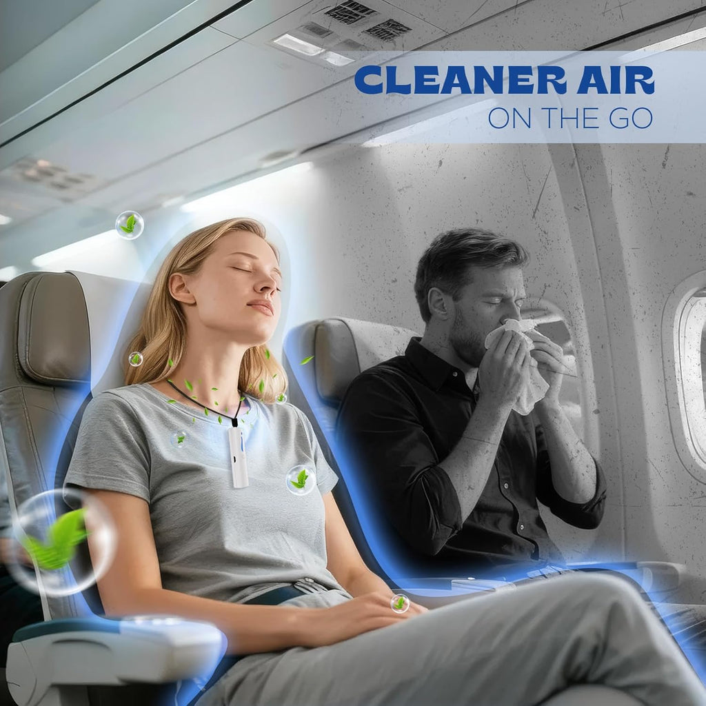 Wearable Mini Air Purifier – F6I Portable Personal Negative Ion Air Ionizer Helps Reduce Pollen, Dust & Odors, USB Rechargeable, Silent, Filter-Free for Home, Office or Travel, White