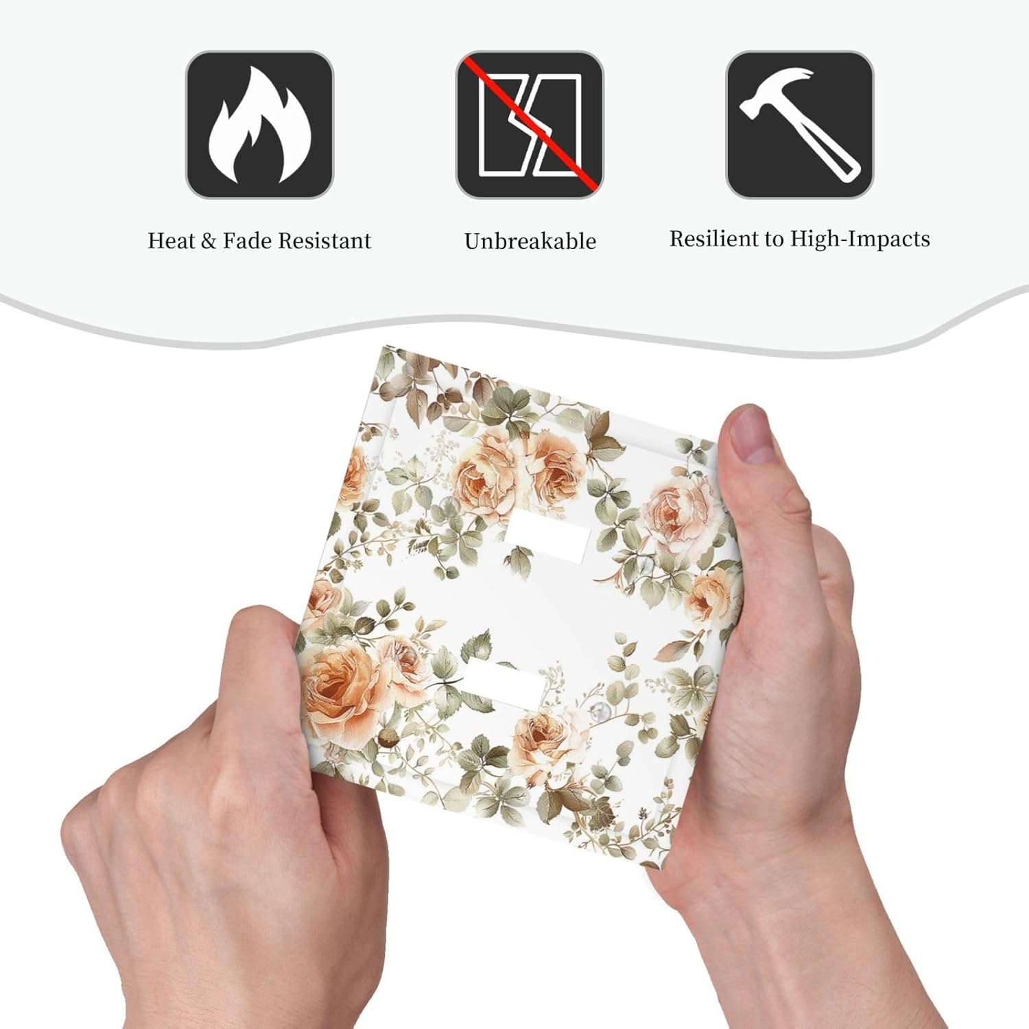 Decorative Switch Plates Vintage Warm Color Orange Flowers And Leaves 2 Gang Double Toggle Outlet Light Switch Cover Wall Plate Electrical Faceplate for Bedroom living Room Decor