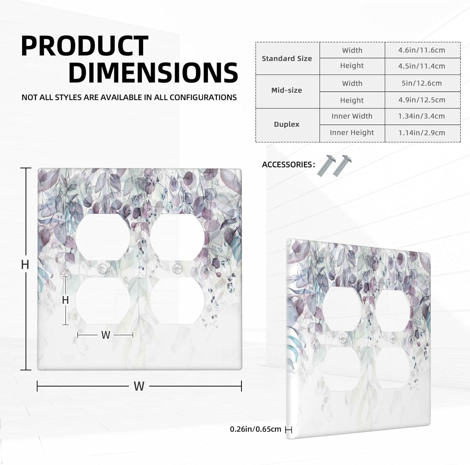 Hazy Leaves Ivy Nature Plants Eucalyptus Leave Outlet Covers 2 Gang Double Duplex Decorative Light Switch Covers Electrical Wallplates Socket Faceplate for Bedroom Home Decor