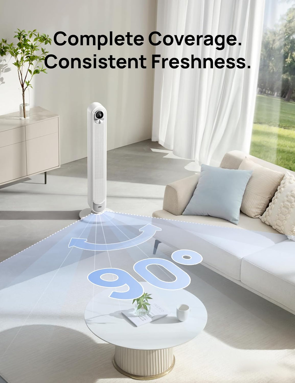 Dreo Smart Tower Fan for Bedroom, Floor Standing Bladeless Oscillating Fan with Remote, 9 Speeds, 4 Modes, 12H Timer, for Indoor Bedroom Home Office, WiFi Voice Control, Cruiser TF518S