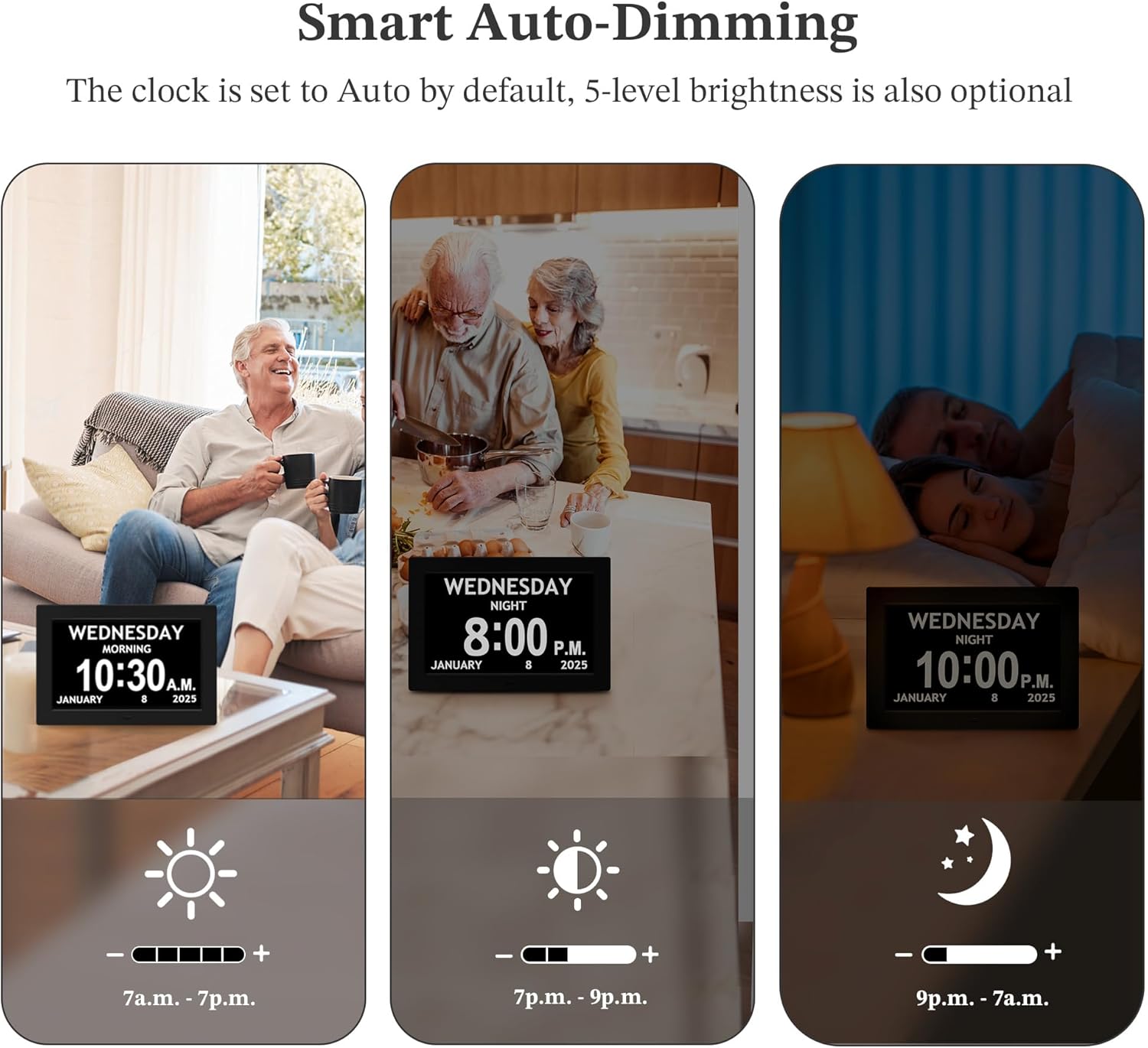 10.1'' Digital Clock, 1280*800p HD Extra Large Display, Digital Clock With Date, Time, Day Of Week, 10 Reminders & 6 Alarms, Auto Dimming & DST, Remote Control, Dementia Clock For Seniors, Black