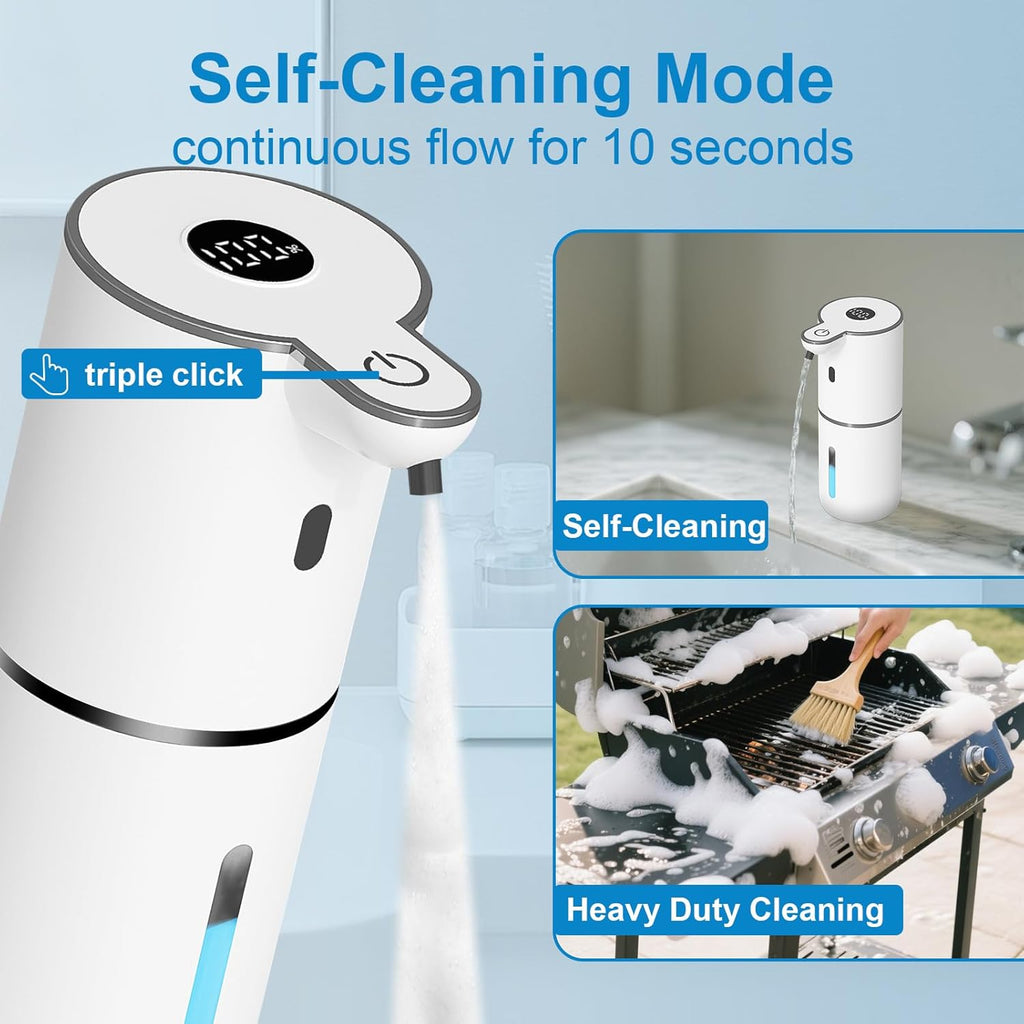 2 Pack Automatic Foaming Soap Dispenser Touchless, USB Rechargeable Smart Hand Soap Dispenser, 6-Level Adjustable, 12.8oz/380mL Wall Mount for Bathroom Kitchen Dish Soap-White