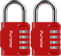 Puroma 2 Pack Combination Lock 4 Digit Outdoor Waterproof Padlock for School Gym Locker, Sports Locker, Fence, Toolbox, Gate, Case, Hasp Storage (Red)