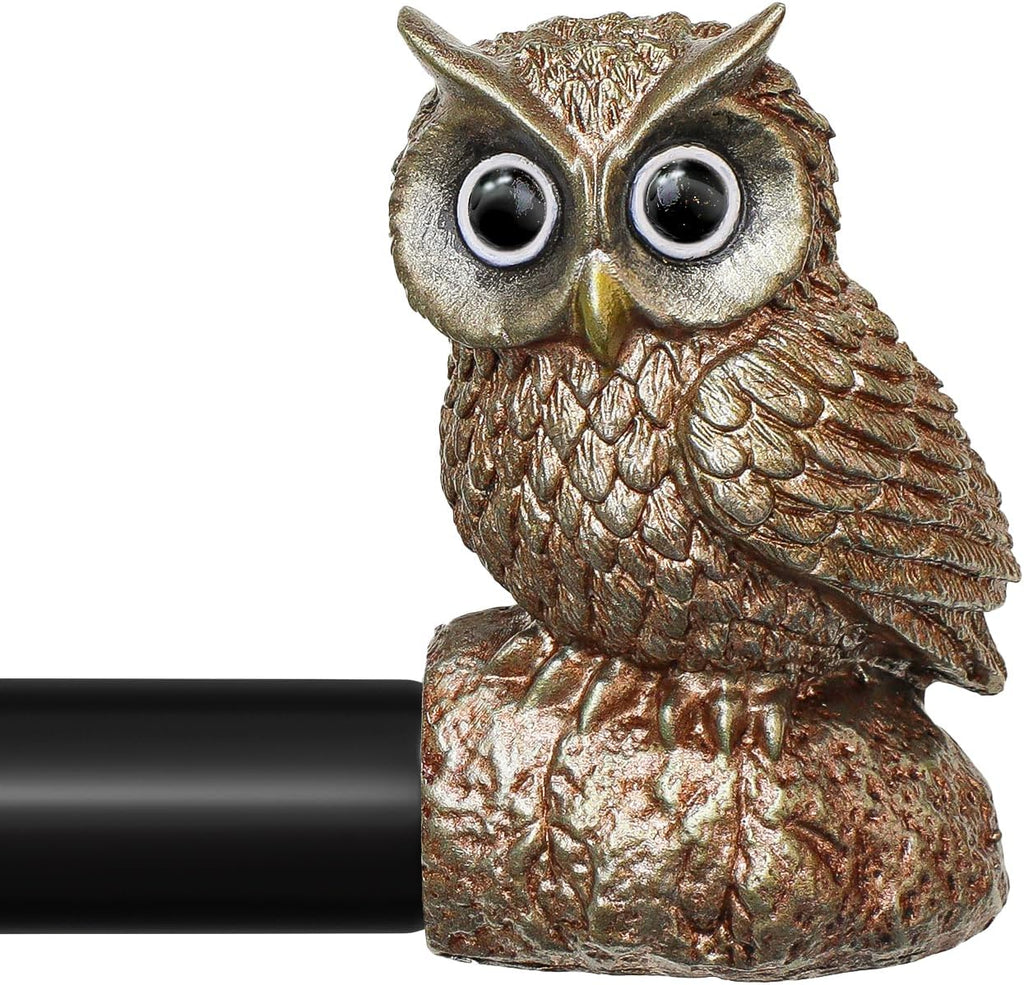 Vintage Decorative Black Curtain Rods for Windows 72 to 144 Inch Adjustable Heavy Duty 1'' Diameter Curtain Rod with Owl Finials for Bedroom Living Room Kitchen Farmhouse (36-150'')