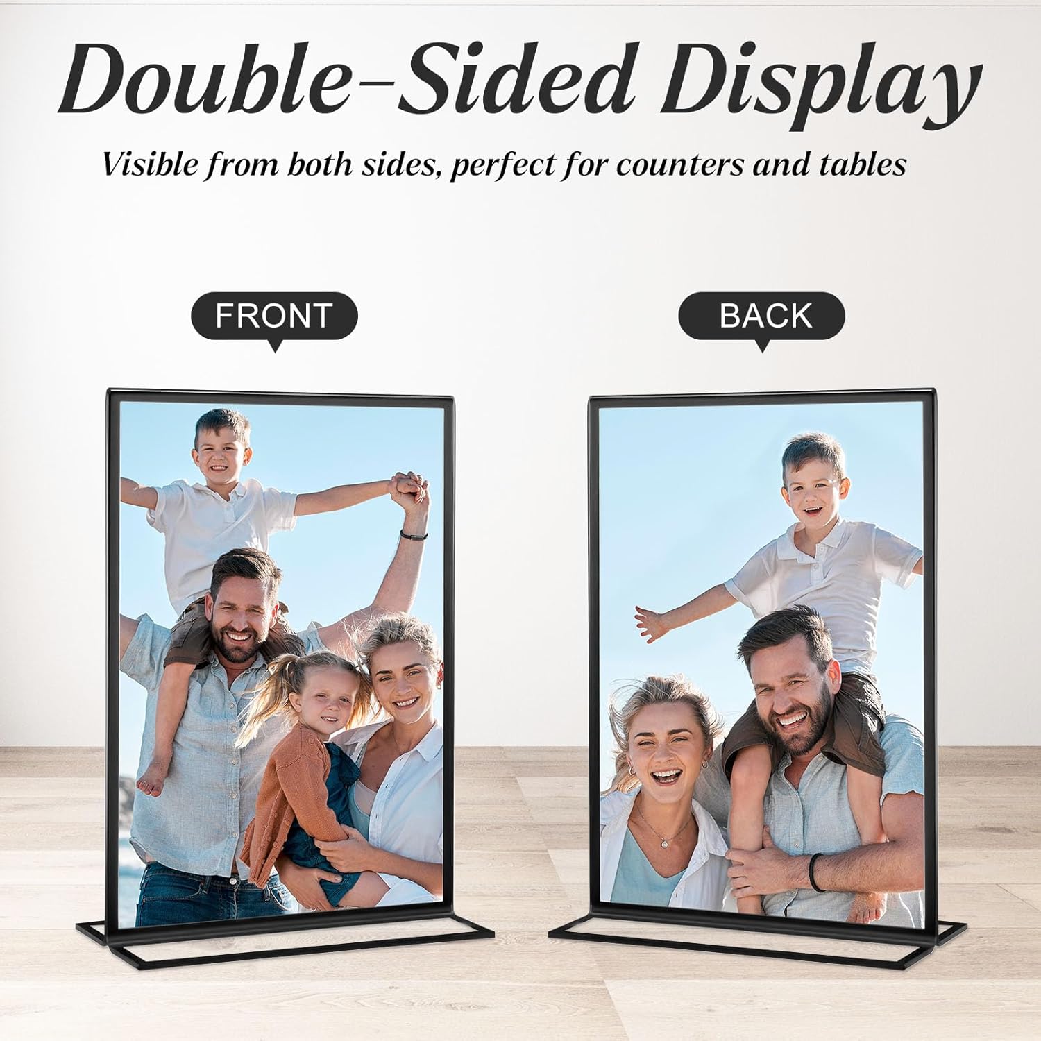 10 Pack Acrylic Sign Holders 4x6 Photo Frames, Double Sided Picture Frame, Clear Wedding Table Number Holder, Table Menu Display Holders for Restaurant Signs, Party and Office Photos, Black