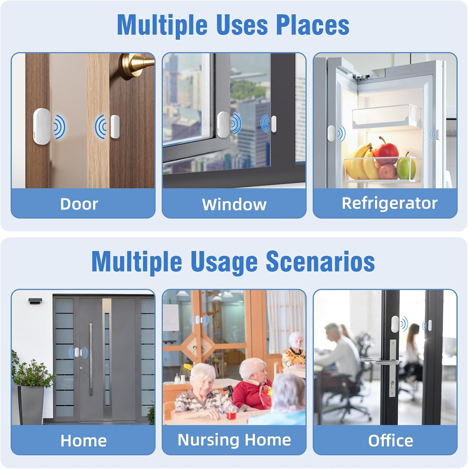 Door Chime,Sanjie WiFi Door Sensor Open Chime When Entering for Business/Home/Store/Office Alert Your Phone,Alarms for Kids Safety,500 FT Range,20 Ringtones,2 Sensors 1 Receiver