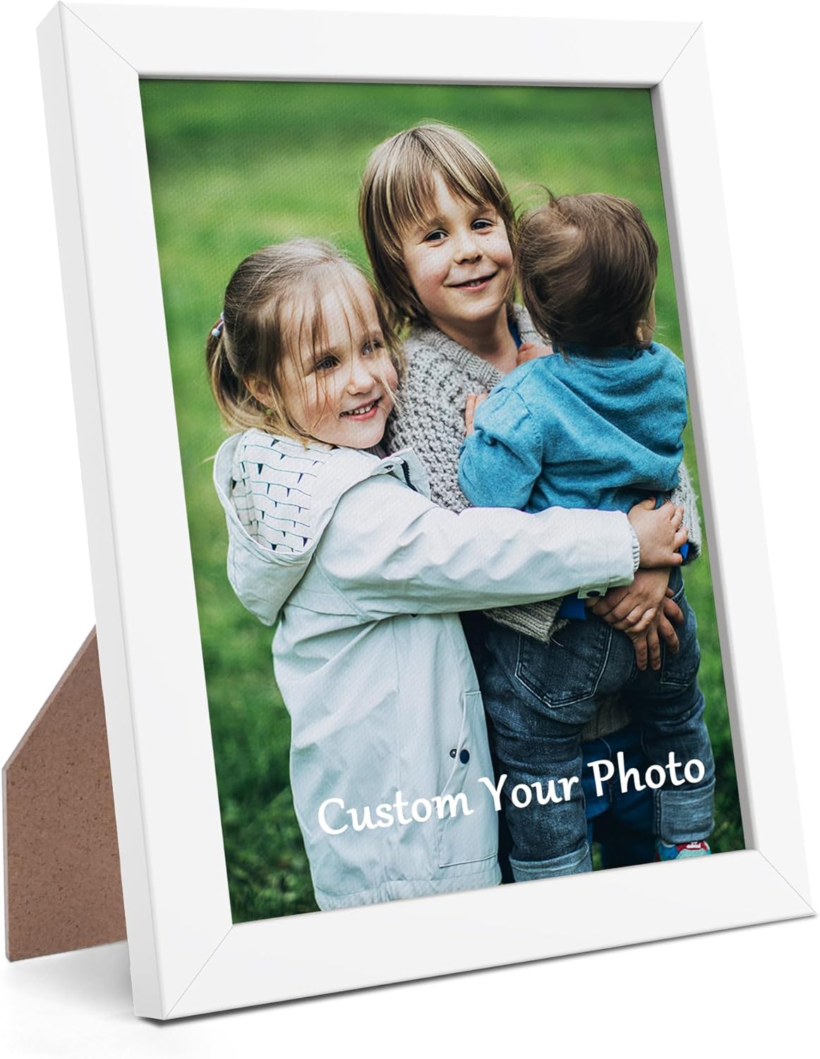 Custom Canvas Photo Prints with 8x10in Picture Framed, Personalized Picture Canvas Wall Art, Wall and Tabletop Display Photo Frame for Family Gifts for Mom/Men (White)