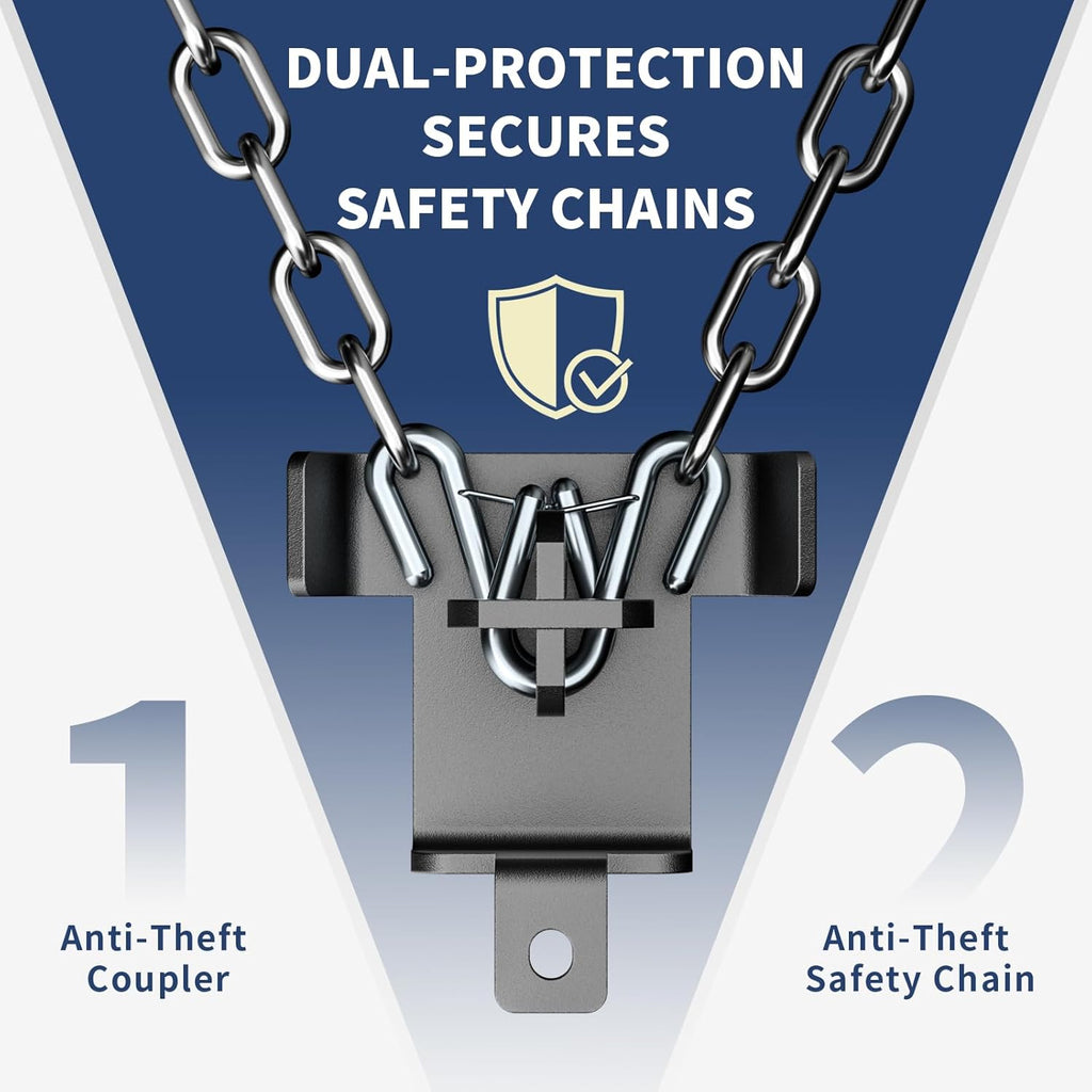 Trailer Lock Fits 2 5/16 Inch Couplers, Secures Safety Chains Anti-Theft Ball Hitch Lock, Pry-Resistant & Heavy-Duty Trailer Hitch Locks for RV | Cargo | Camper | Dump Trailer (Blue)