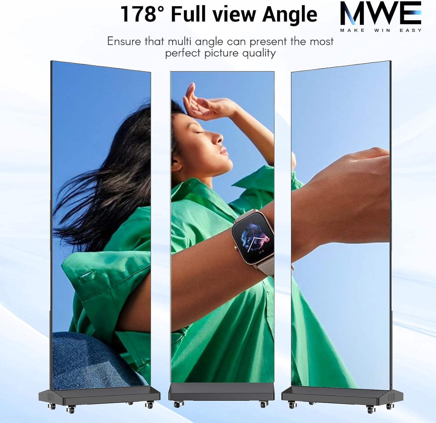 80 Inch LED Digital Signage Display, Foldable Seamless Stitching Kiosk, P1.86 GOB LED Screen Poster with Flight Case, Commercial Advertising Display for Events, Rentals and Weddings (Black, 1 Unit)